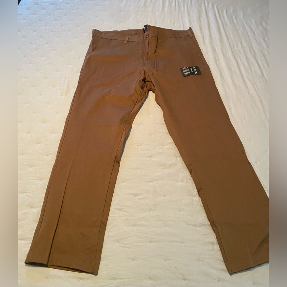 Mens Big and Tall - brown flat front chinos 44W - 34L
